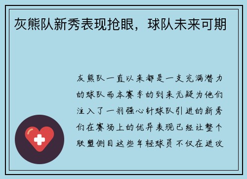 灰熊队新秀表现抢眼，球队未来可期